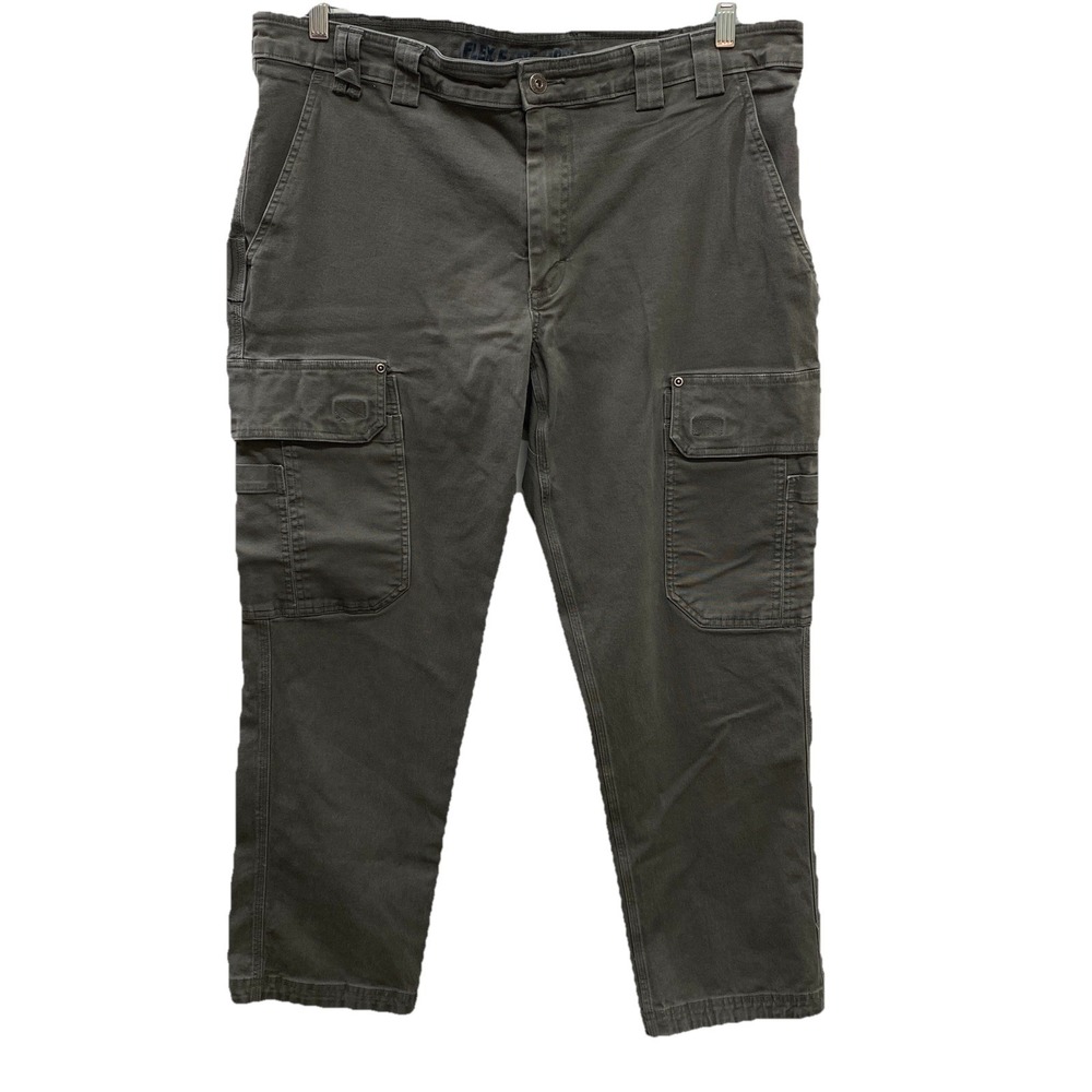 Duluth Trading Co. Flex Fire Hose Mens 40x29 Gray Slim Fit Cargo Carpenter Pants